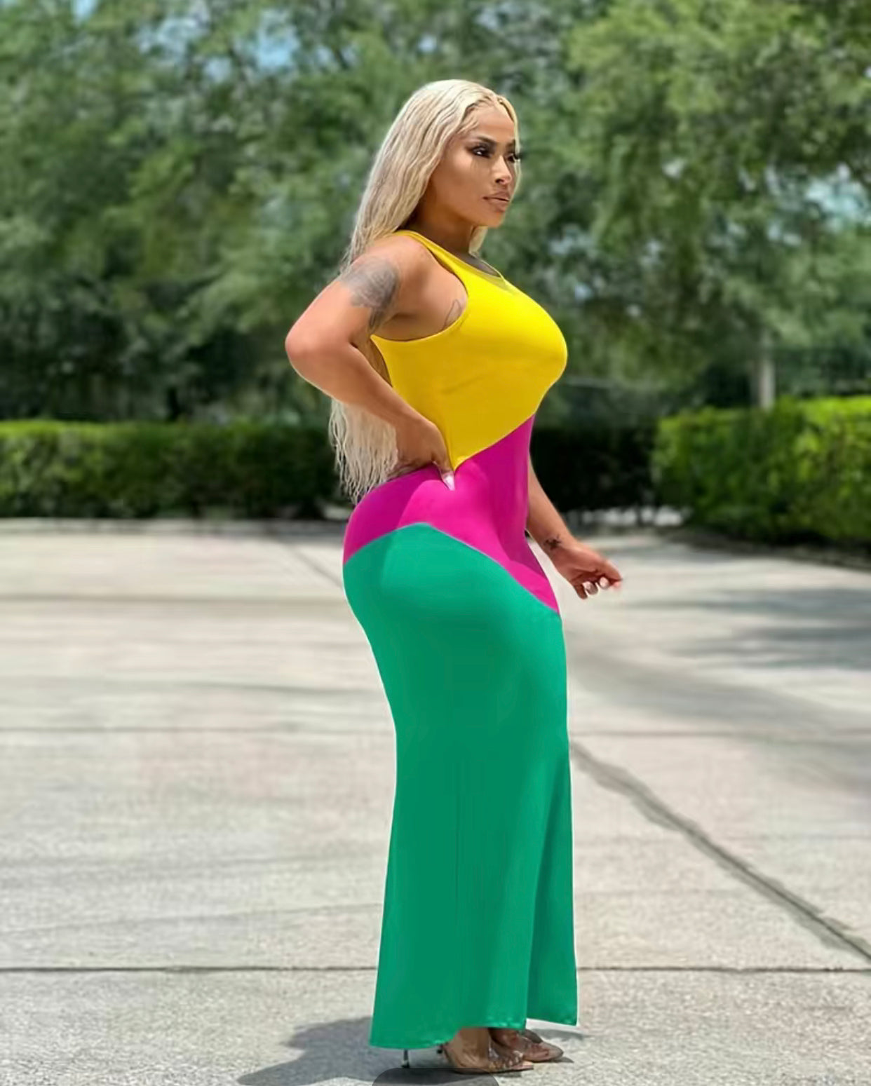 Color Block Split Dress Fashion NOLA