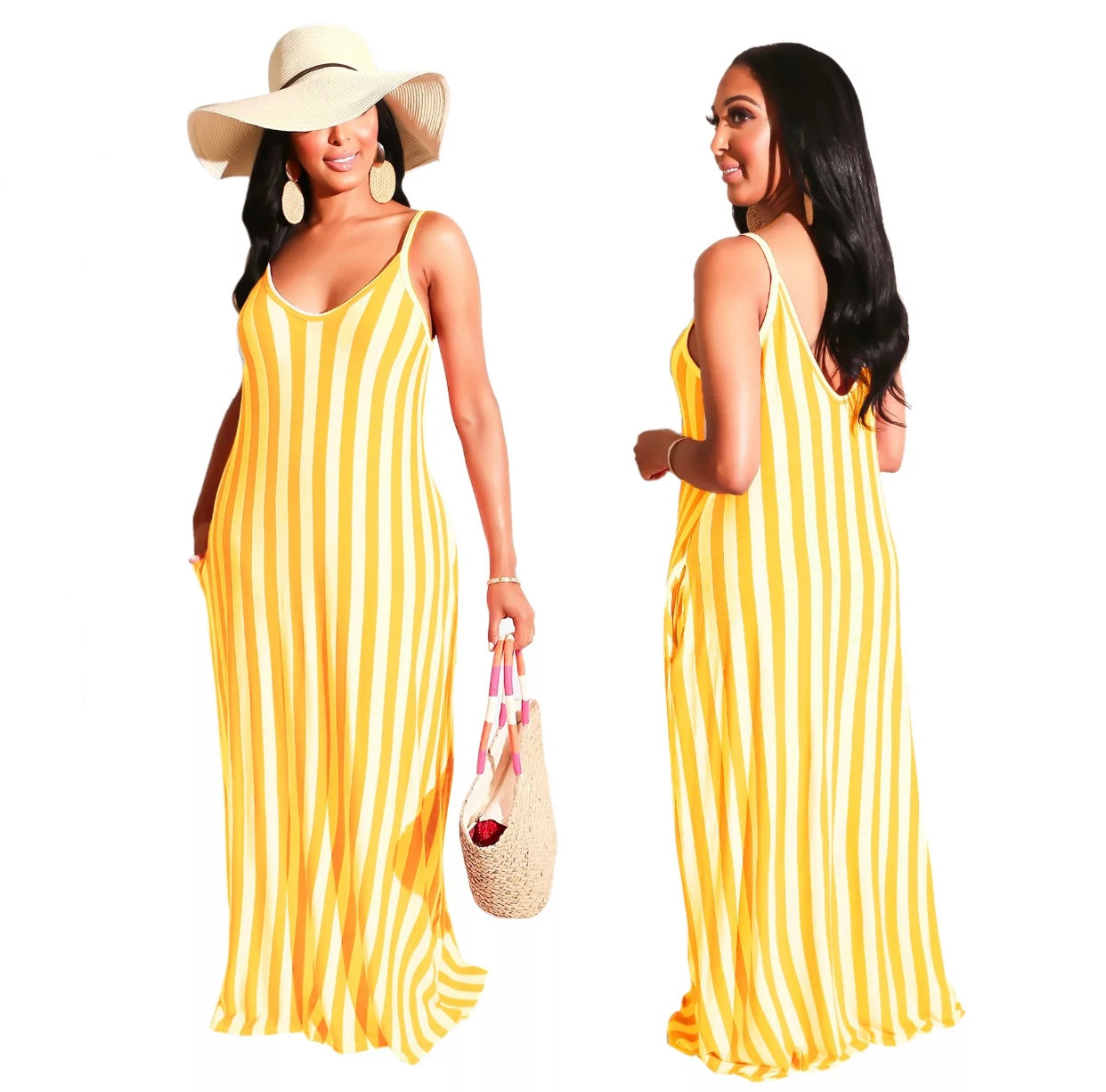 Stripe Maxi Dress Fashion NOLA