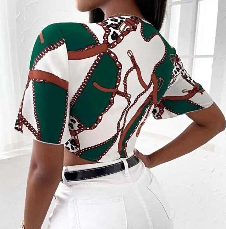 “Tied Up” Link print crop top Fashion NOLA